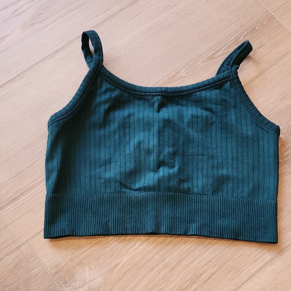 H&M MOVE Ribbed Green Work Out Top